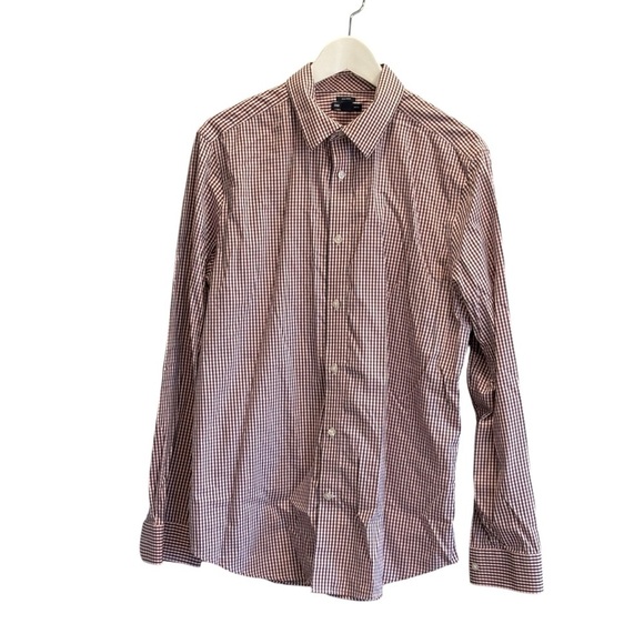 Gap Non Iron Mens Button Down Shirt Plaid Size Large Slim Fit 100% Cotton - Picture 2 of 6